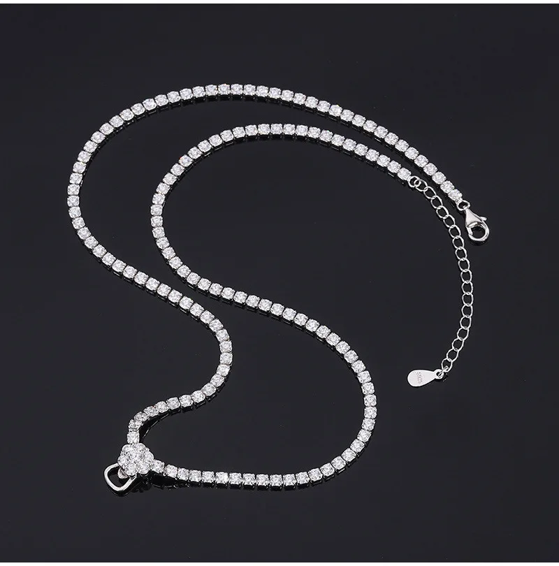 S925 Sterling Silber Halskette Haute Couture Voll-Diamant-Halskette Universalkette Pulloverkette Hochwertige Universalkette – Detail 2