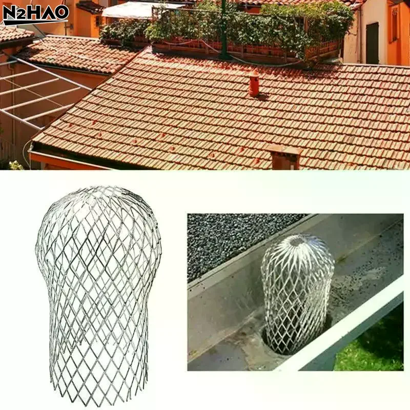 1/2/4Pcs Metal Aluminum Filter Mesh Gutter Leaf Debris Mud Trap Guards Drain Pipe Cover Downpipe Guttering System Waterproof