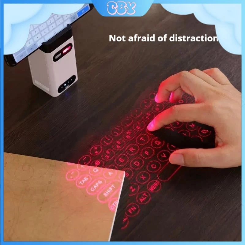 Bluetooth Laser Projection Keyboard Multi-Point Identification Multi-System Compatible Automatic Closing Integrated Bracket