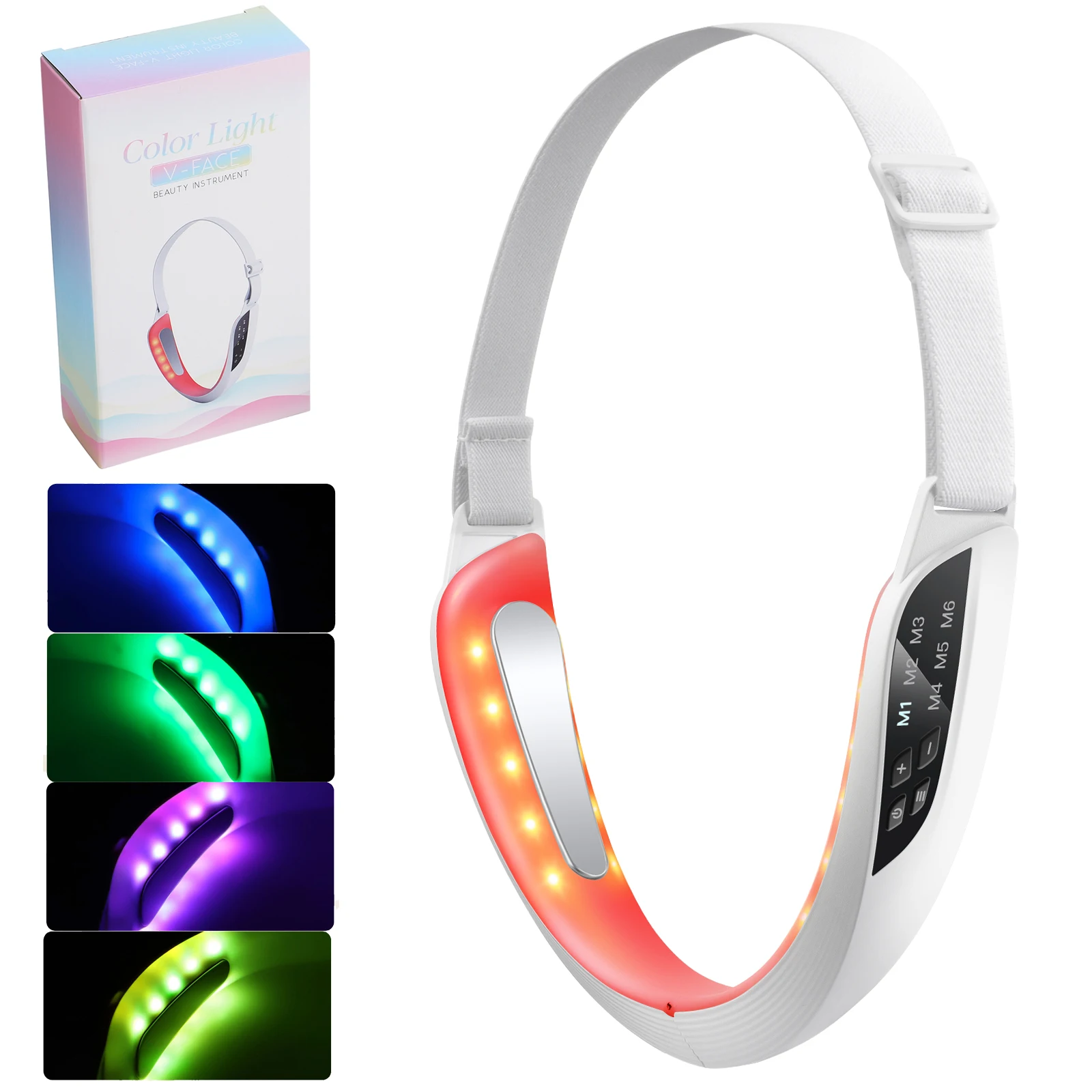 جهاز تجميل لشد الوجه مكركرنت الاهتزاز مدلك الوجه 5 ألوان العلاج بالضوء لشد الجلد حزام رفع الذقن المزدوجة #1