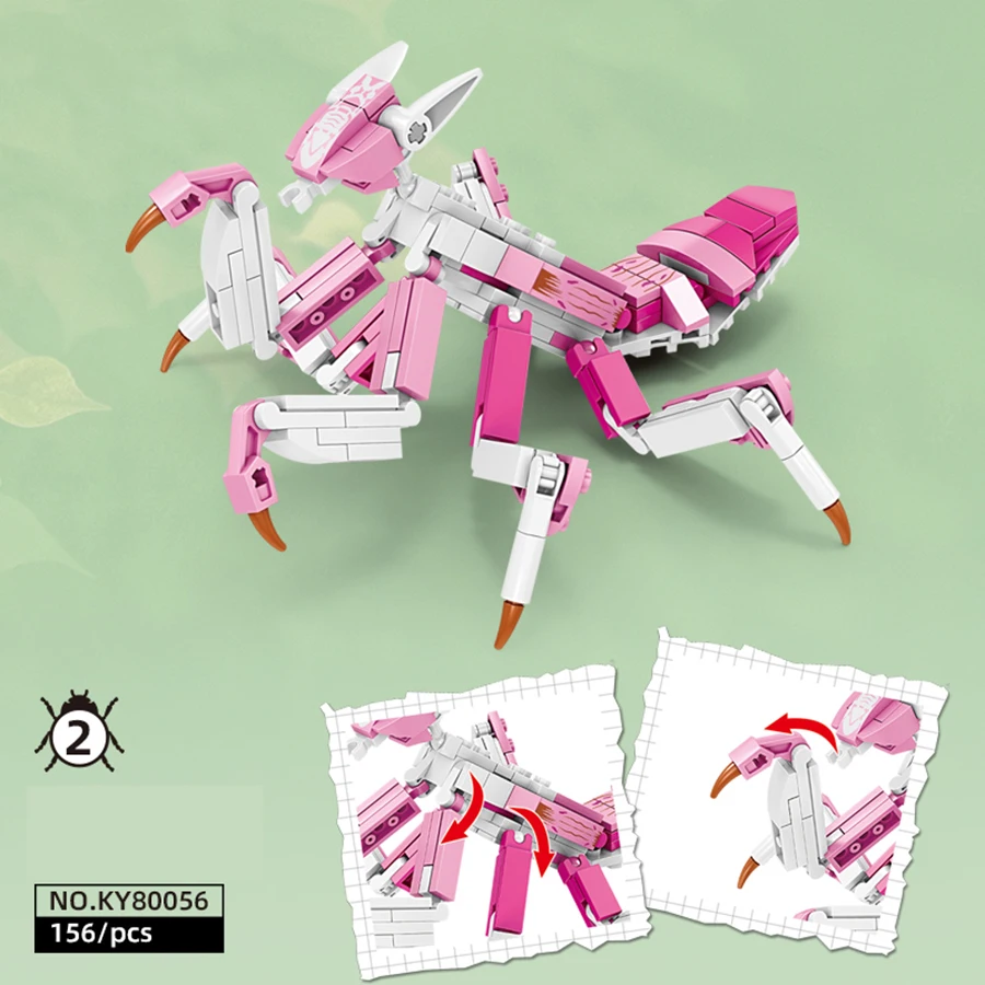 Orchidea Mantis zmontowane klocki Model osy małe zwierzę owad model kolekcjonerski zabawka pszczoła klocki montażowe Modelelin