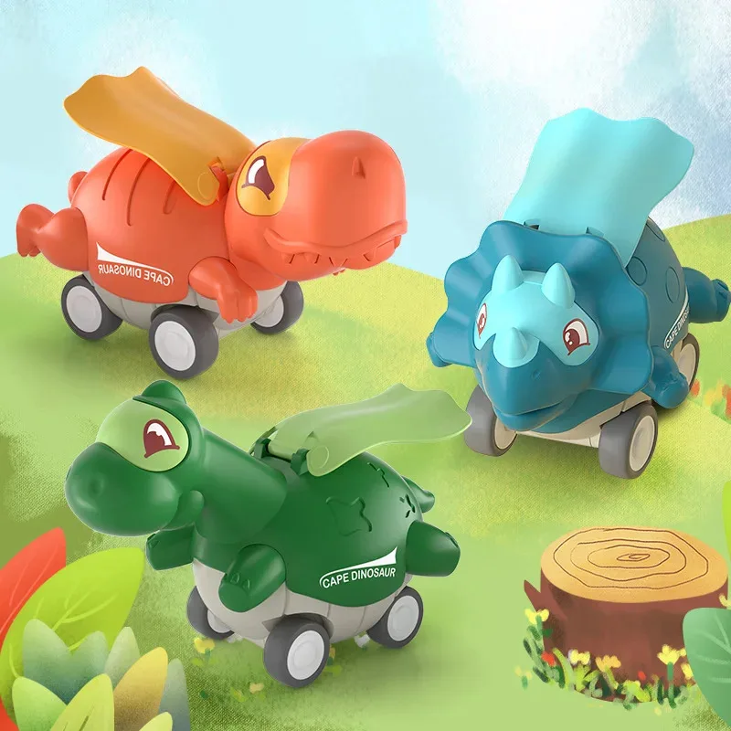 Carros de brinquedo infantis pressionando capa deslizante modelo de carro de dinossauro brinquedos educativos para crianças presentes do dia das crianças do bebê