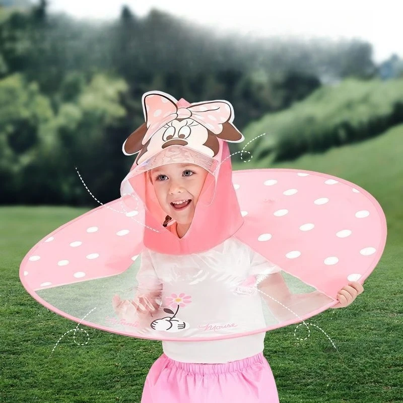 Miniso Disney UFO معطف واق من المطر على شكل عباءة للأطفال الصغار معطف مطر للأولاد والبنات أيدي حر معطف مطر خفيف
