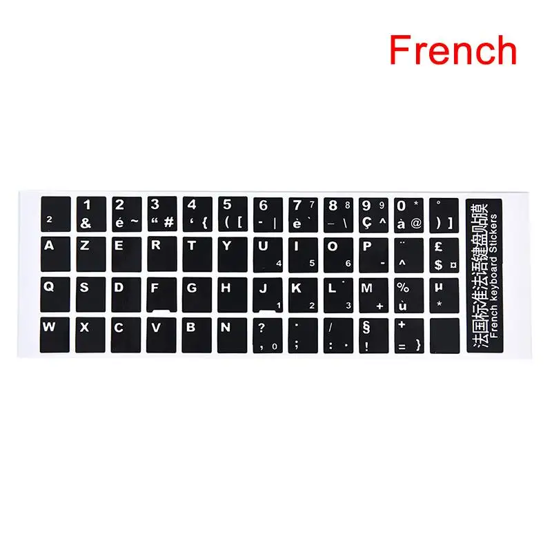 1 Stuks Russische Franse Engels Arabisch Spaans Portugees Hebreeuw Toetsenbord Stickers Letter Alfabet Layout Sticker Voor Laptop Pc