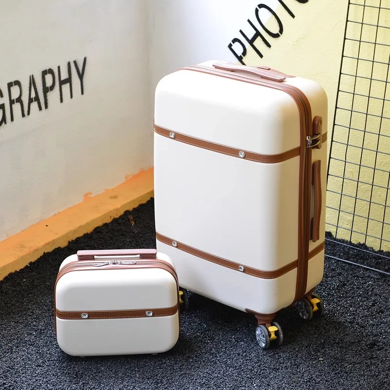 2024 New Retro Luggage Women Small Boarding Suitcase Trolley Case 20 inch Password Suitcase Sets Men