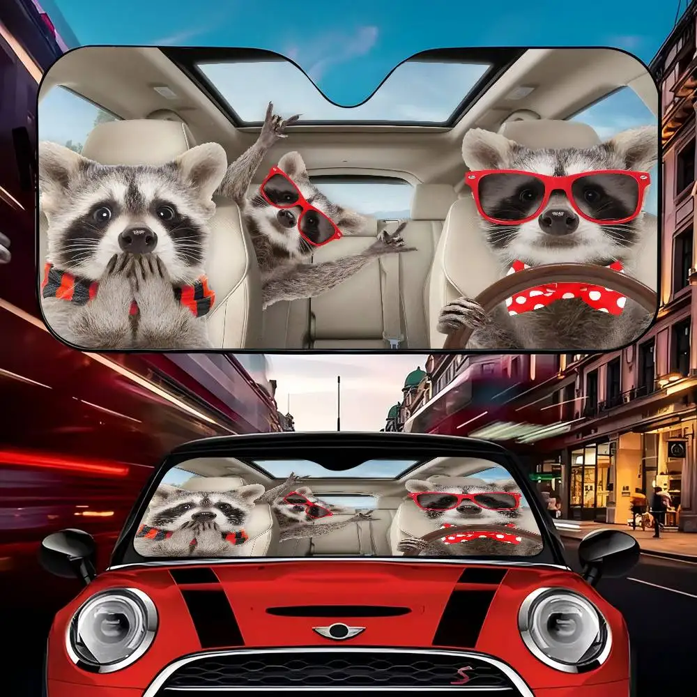 

Raccoon In The Car Car Solar Protection Heated Windshield Sunshade Car Cover Sun Shade Auto Sun Visor Car-covers