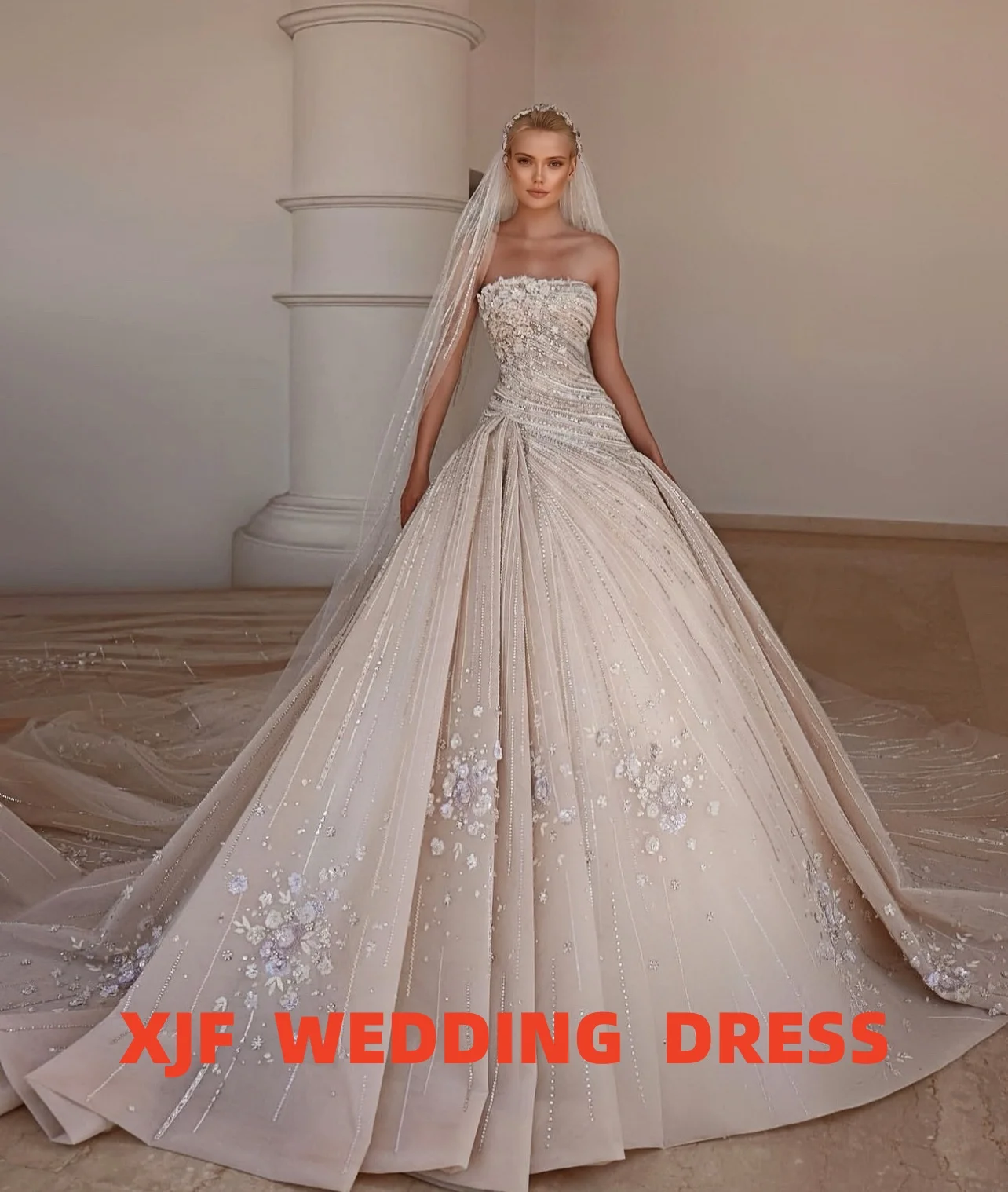 

Бальное платье без бретелек без рукавов по индивидуальному заказу, свадебное платье с бисером amanda novias, платья de novia amanda's novias