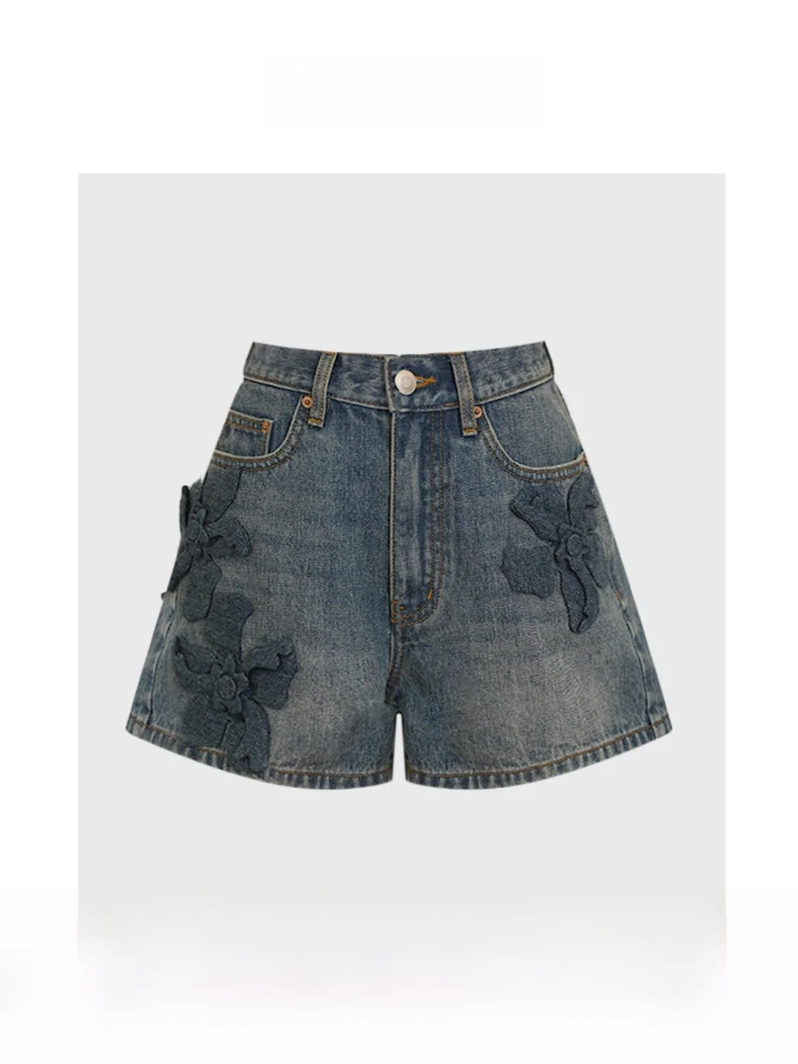 

Винтажные джинсы-брюки в гонконгском стиле с цветочным 3D-принтом, повседневные, универсальные, синие, тонкая ткань, на все случаи жизни...