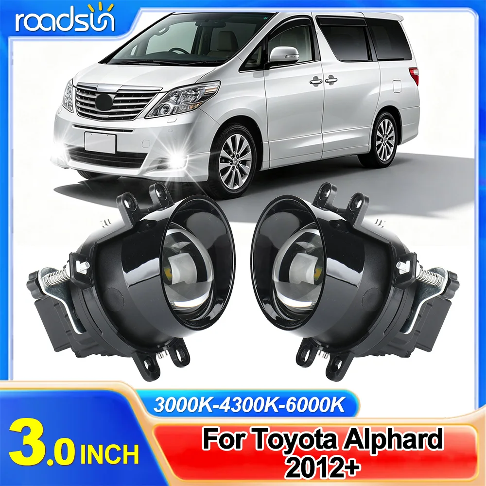 For Toyota Alphard 2012-UP LED Lights Fog Lamp Bi-Beam Laser Projector Super Bright 3000K-4300K-6000K Lens 3 Inch Fog Light