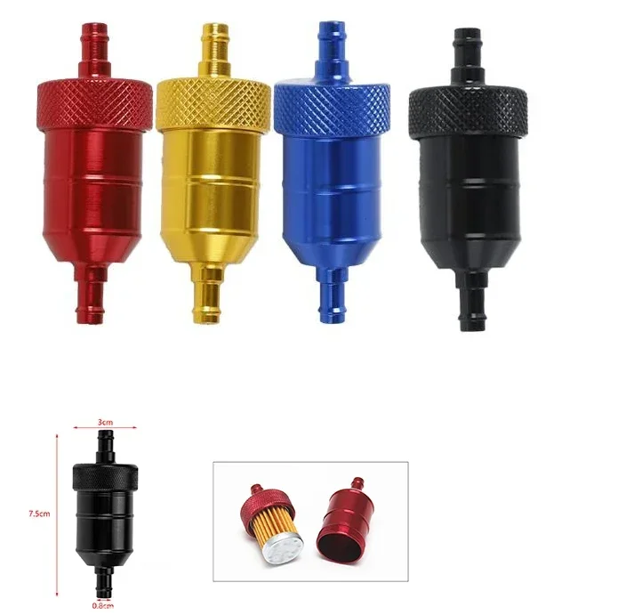 

8MM Inline Fuel Filter for Motorcycles ATVs and Mopeds CNC Aluminum Alloy Construction for Durable Performance