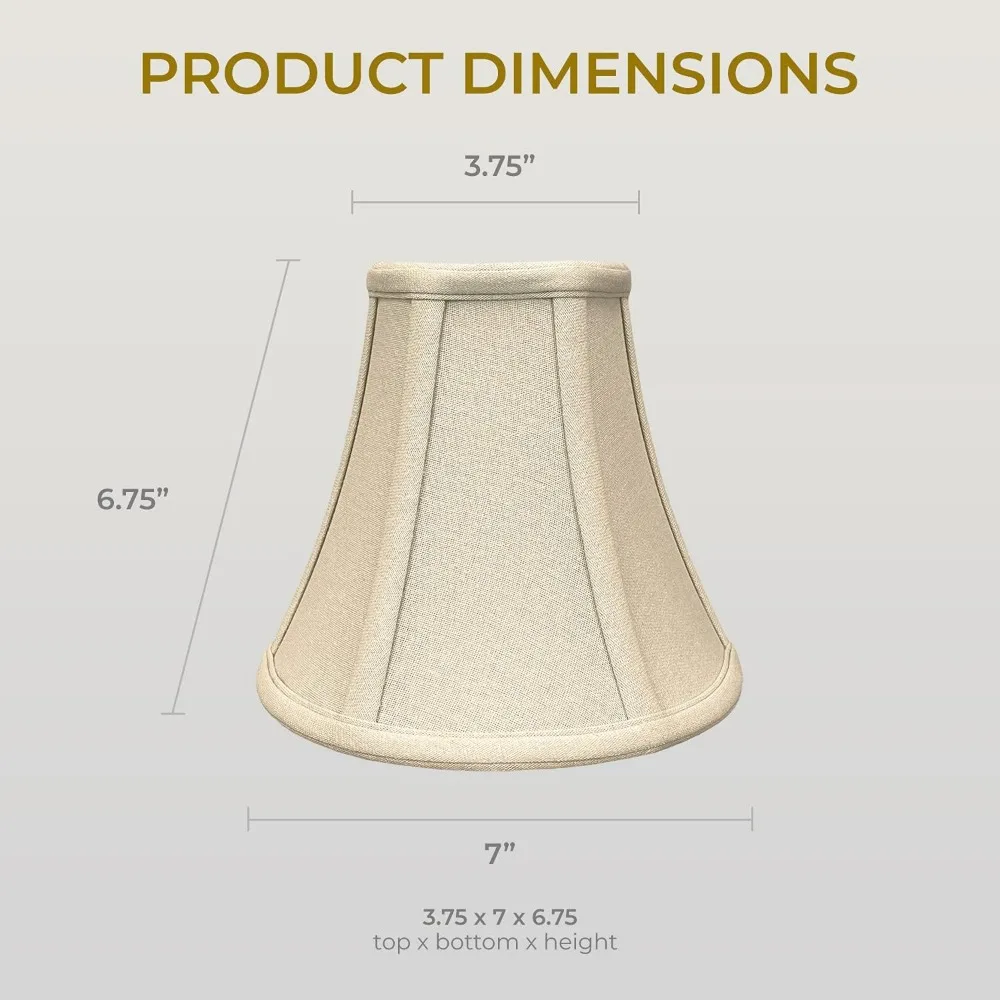 Basic True Bell Lamp Shade Set of 2, Beige, 3.75 x 7 x 6.75, Round Clip, Suitable for Small to Medium Fixtures