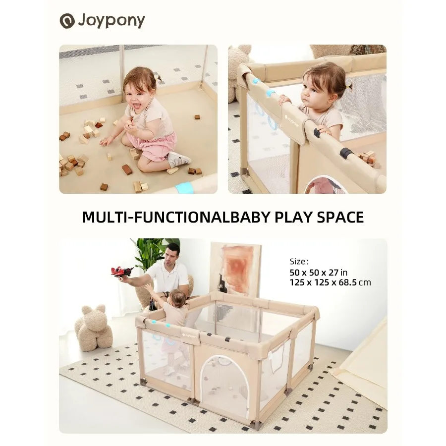 Kojec dla niemowląt 50x50 cm, mały kojec dla niemowląt i małych dzieci, kojec z bramką do użytku wewnątrz pomieszczeń, miękki, oddychający kojec z siateczką.