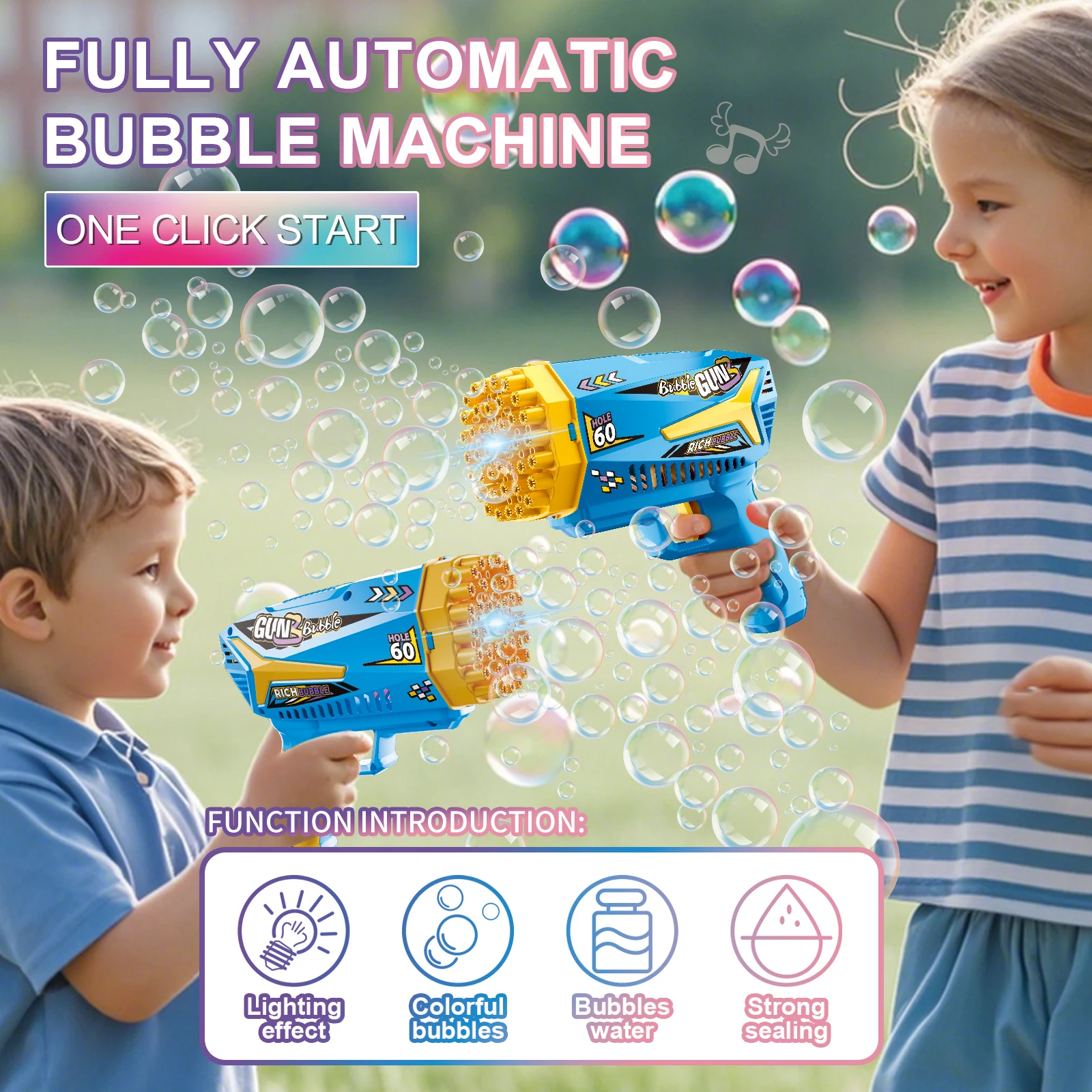 60-Loch Handheld Mechanische Stil Seifenblasenmaschine Automatische Spielzeug Seifenblasenpistole Outdoor Hochzeit Event Requisiten Geburtstag Party Gefälligkeiten Outd