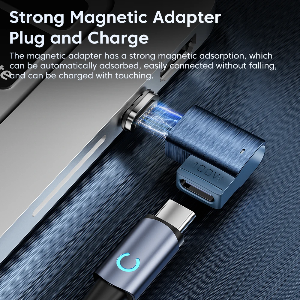 Toocki Adattatore USB C magnetico da 100 W USB 3.0 Tipo C per Samsung Huawei Oneplus Convertitore OTG LED dati 5 Gbps per MacBook iPhone 15