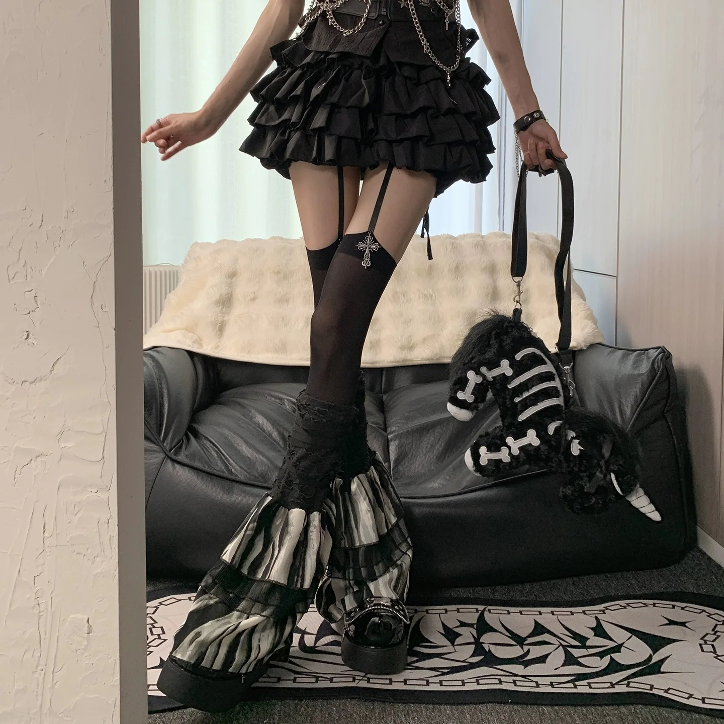 مثير الرباط حزام عبر جوارب النساء جوارب سوداء مع حزام جوارب الركبة القوطي تخزين الفخذ العليا الجوارب الطويلة جوارب طويلة