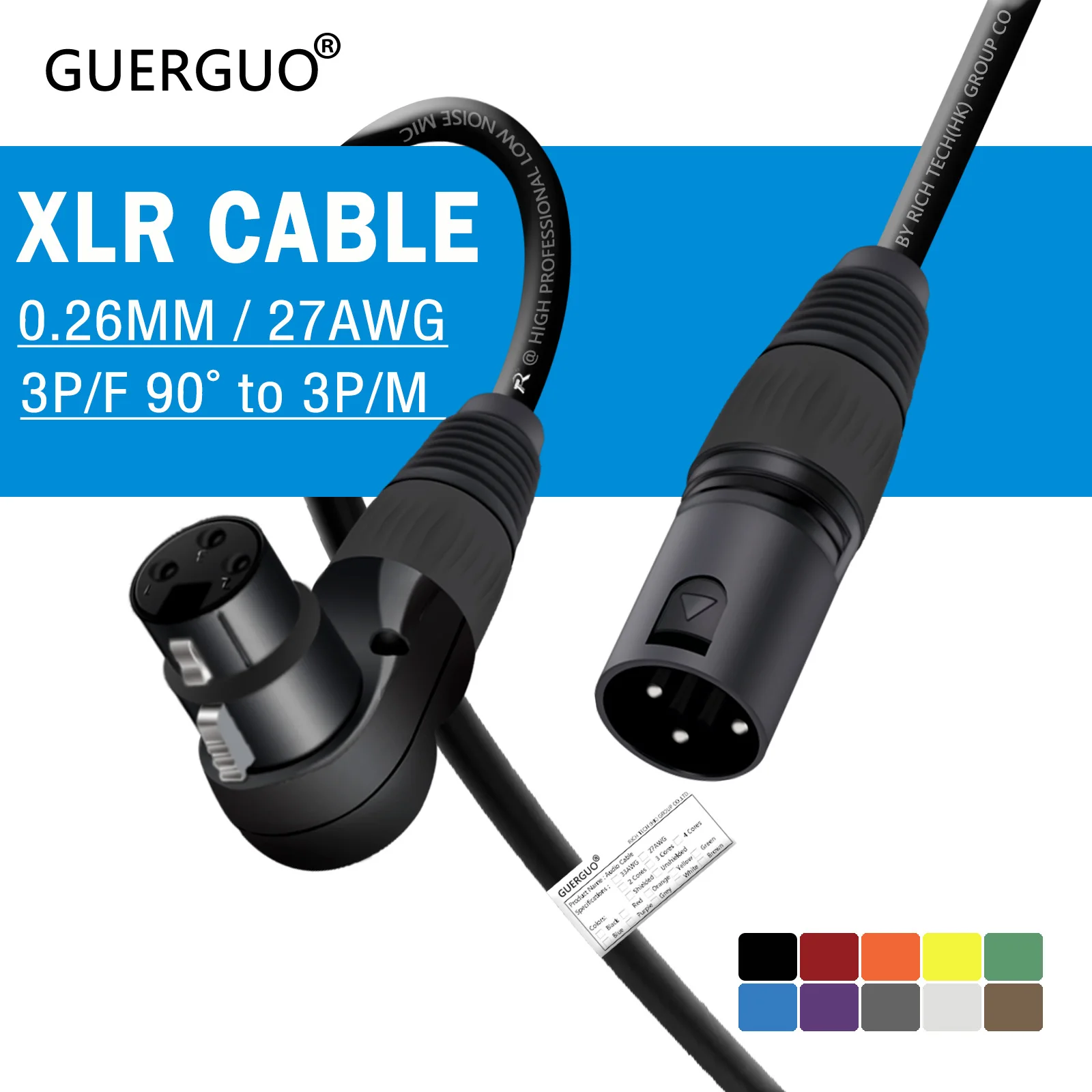 

XLR Cable Right-Angle 3Pin XLR Female to Straight Male MIC Extension Cord for Powered Speaker Audio Interface Pro Audio Mixer