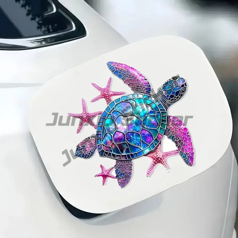 Cute Turtle and Starfish Vinyl Decal Sticker, Elf-Adhesive Vinyl Car Bumper Sticker & Window Decal for Home, Life