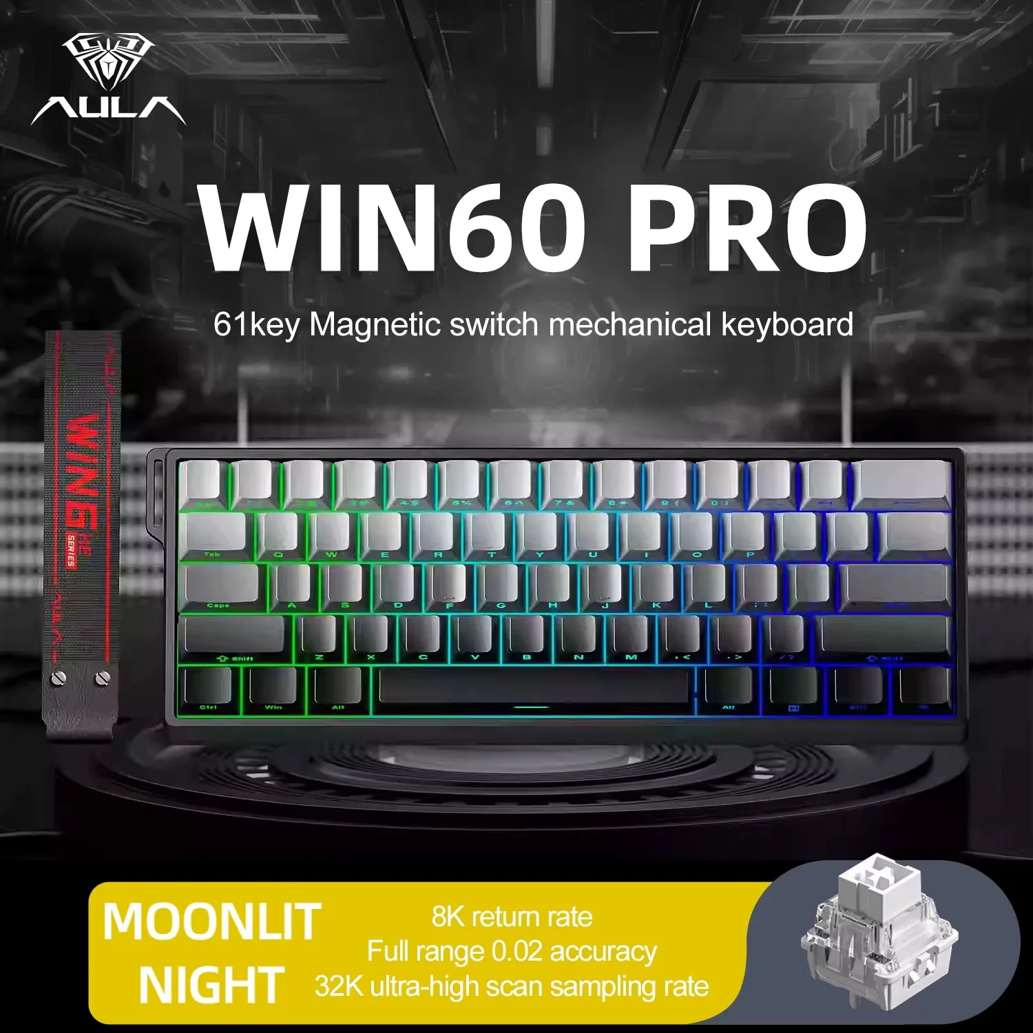 

WiN 60 Pro AULA Win 68 Magnetic Gaming Keyboard Mechanical Wired for Pro Gaming 8KHz Polling Rate RT0.02 SOCD Valorant Keyboard