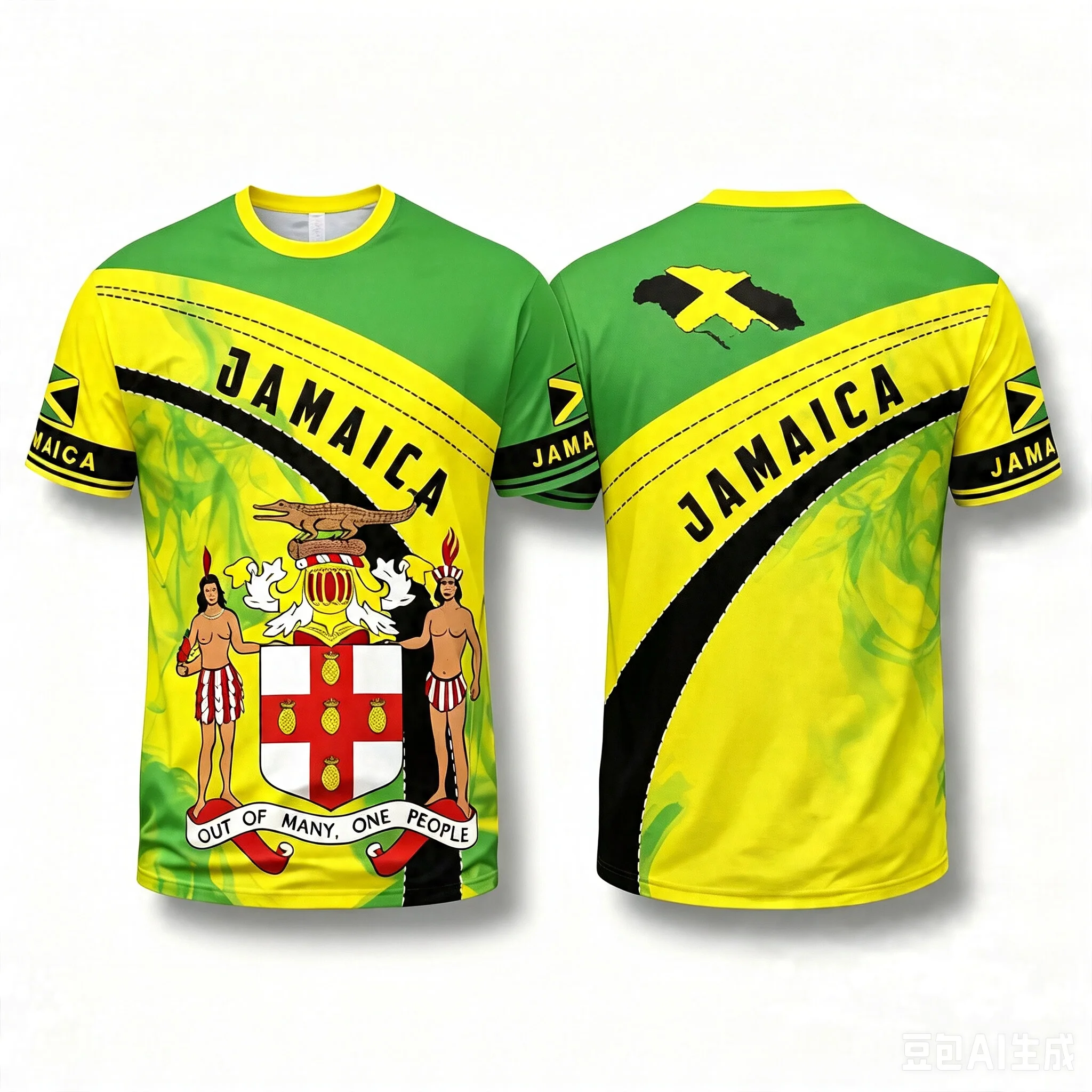 Jamaican fans' jerseys, summer sports men's breathable and quick-drying T-shirt, children's clothing, Y2K style women's T-shirt view 2