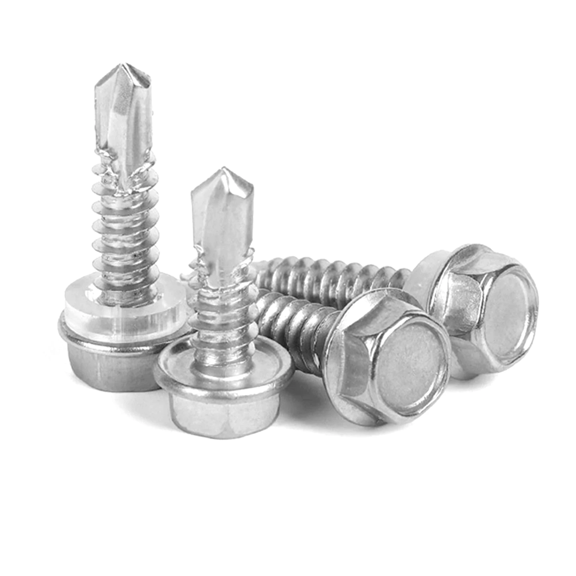 160pcs 410 Stainless Steel #10 Hex Head Self Tapping Screws Assortment #10 Hex Head Self Drilling Screws, Rust Proof Wood Screws