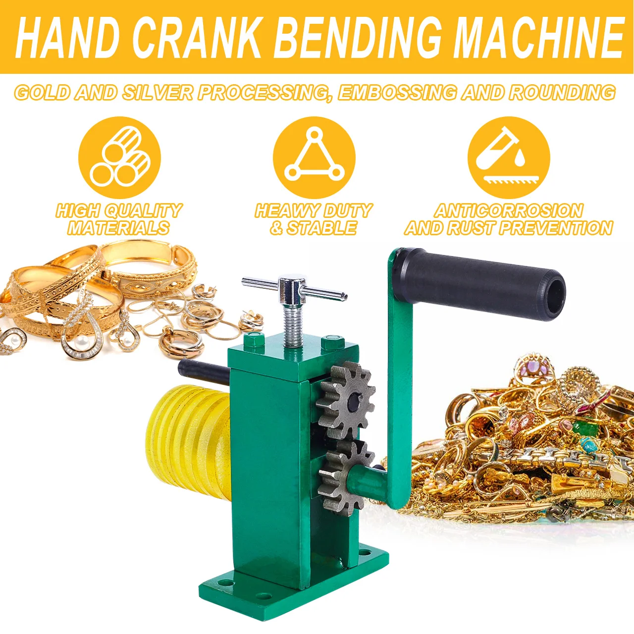 ماكينة ثني الأساور والخاتم من توكتو، أدوات صنع المجوهرات، مطحنة يدوية، أداة تشكيل كرنك اليد، ذهبي وفضي #5
