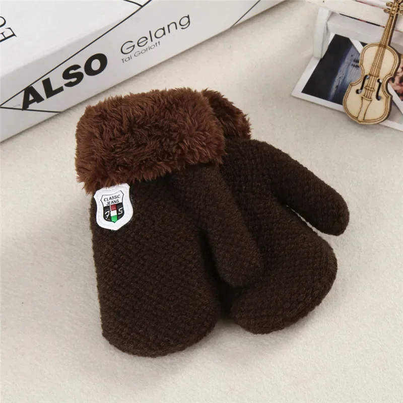 New Arrival Winter Baby Boys Girls Knitted Gloves Warm Rope Full Finger Mittens Gloves For Children Toddler Kids