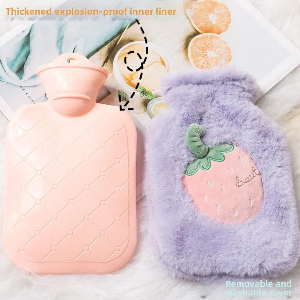 

Portable Cute Warm Water Bag Leak-proof Anti-scalding Hot Water Bottles with Plush Cover Safe Hand Warmers Winter