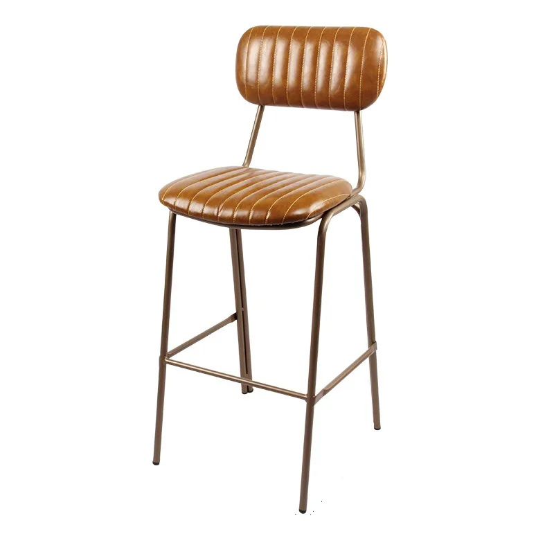 

Wrought iron bar chair Bar high stool Industrial style Nordic soft bag retro American high