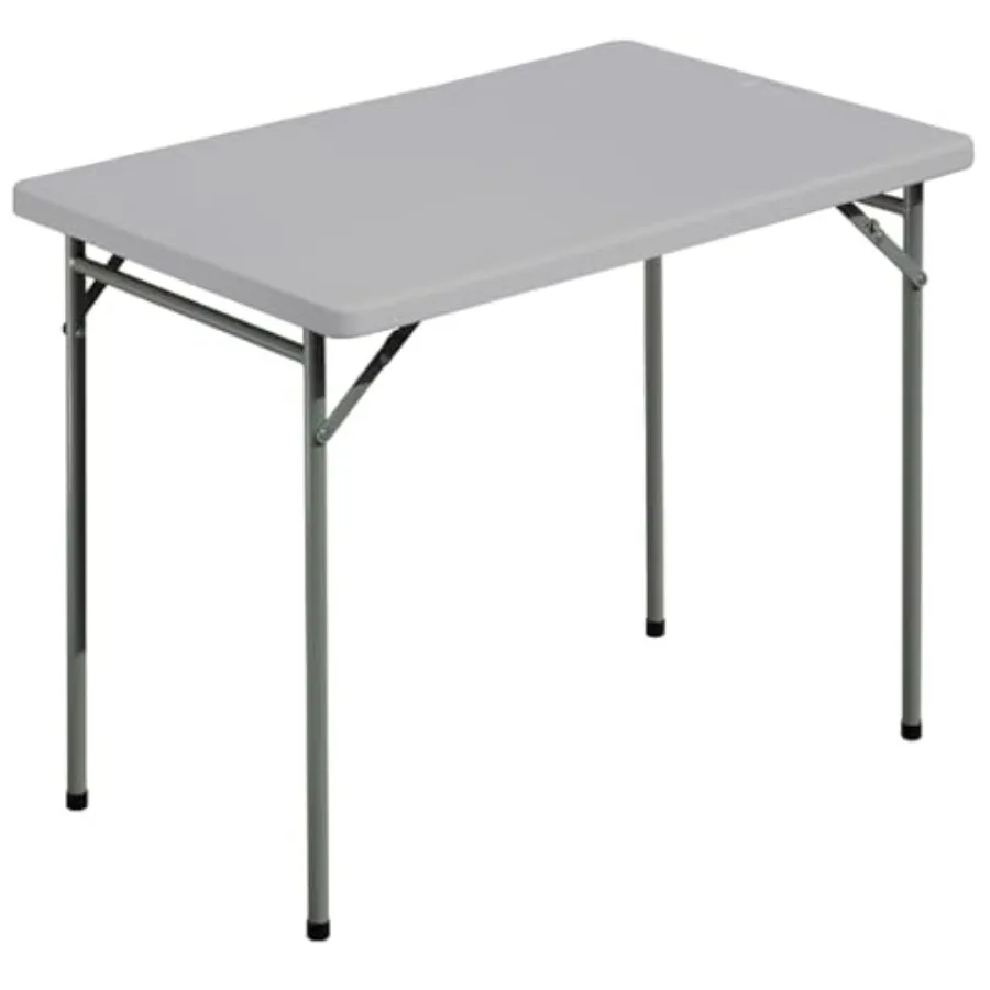 

3ft Rectangular Folding Table for Indoor Outdoor Events Portable HDPE Steel Frame Grey Plastic Table Durable Stable Wide Applic