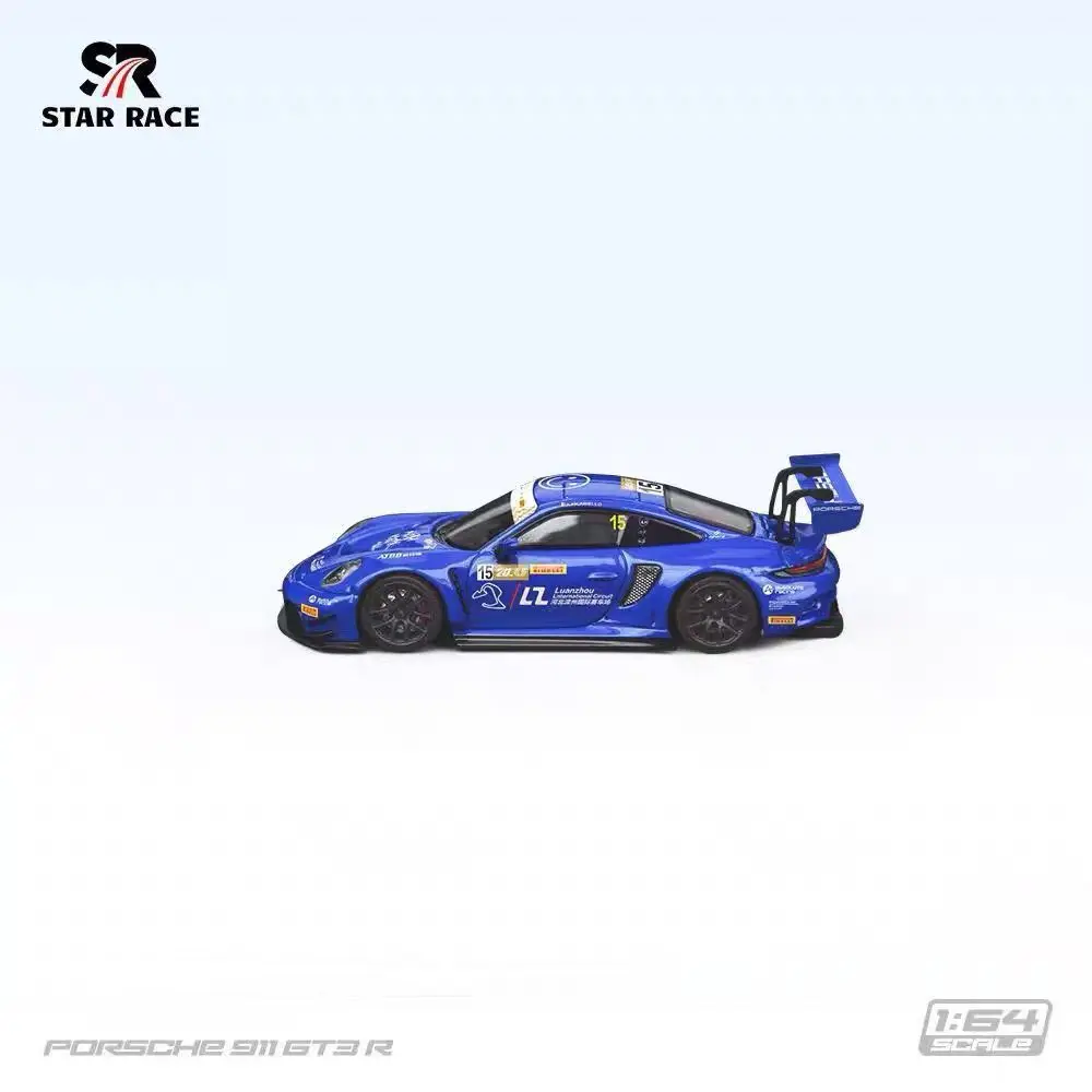 ستار ريس 1:64 بورش 911 GT3 رقم اللون. 9 دراجة، أزرق رقم. 15 زخرفة نموذج سيارة سبيكة