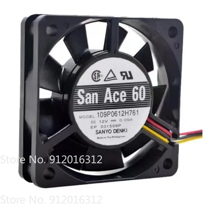 New Cooler Fan for Sanyo 109P0612H761 6015 12V 0.09A MU231 3-wire Cooling Fan 60 * 60 * 15MM