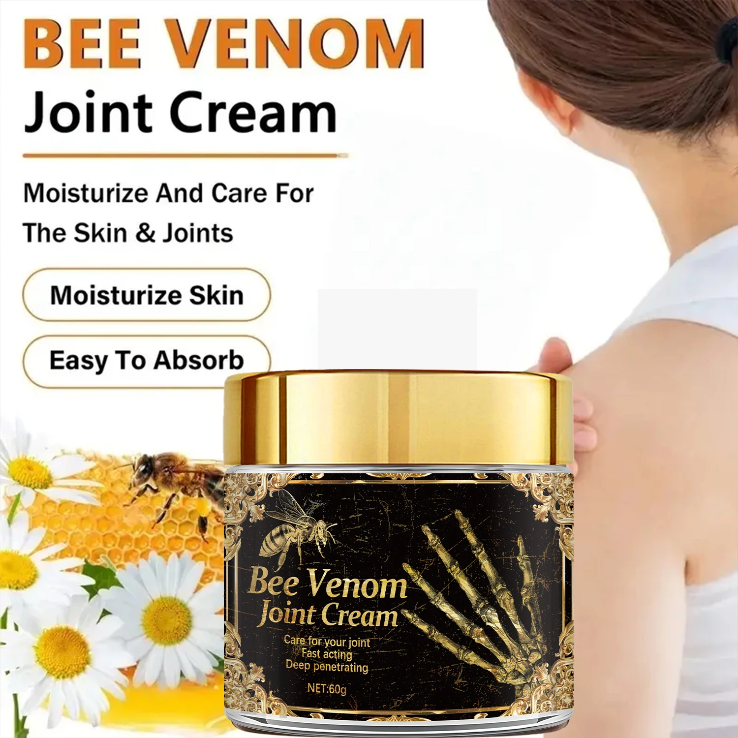 كريم مفاصل بسم النحل مع الريتينول وحمض الهيالورونيك - ترطيب عميق وعناية موجهة، يغذي وينعم البشرة للعناية في الخريف والشتاء #5