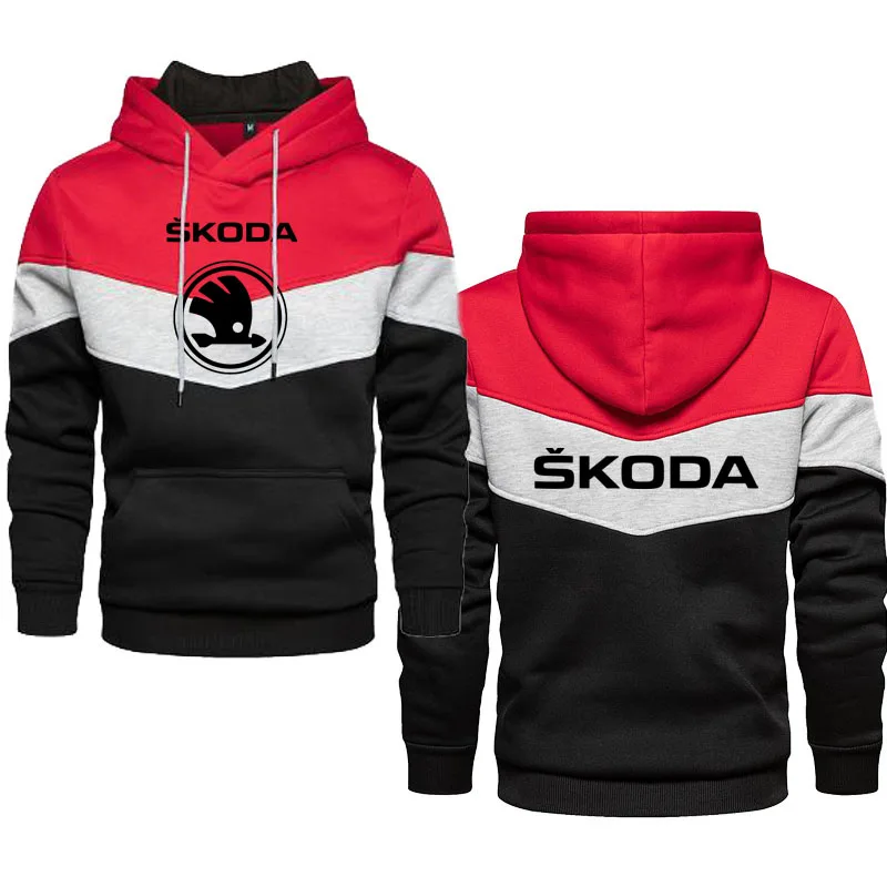 

Fleece Patchwork Pockets Hoodies Skoda car logo print Oversized Hoodie S-5XL Men Woman cotton fashion brand Hoodie