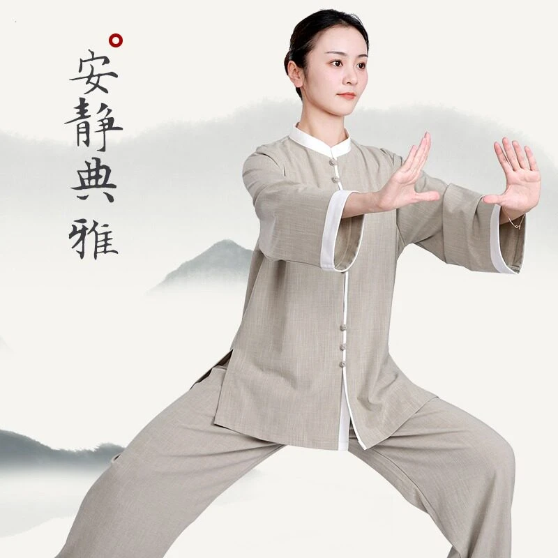 Tai Chi Suit Women Men Summer New High End Cotton Linen Practice Morning Exercise Thin Casual Loose Ba Duan Jin Kung Fu Set