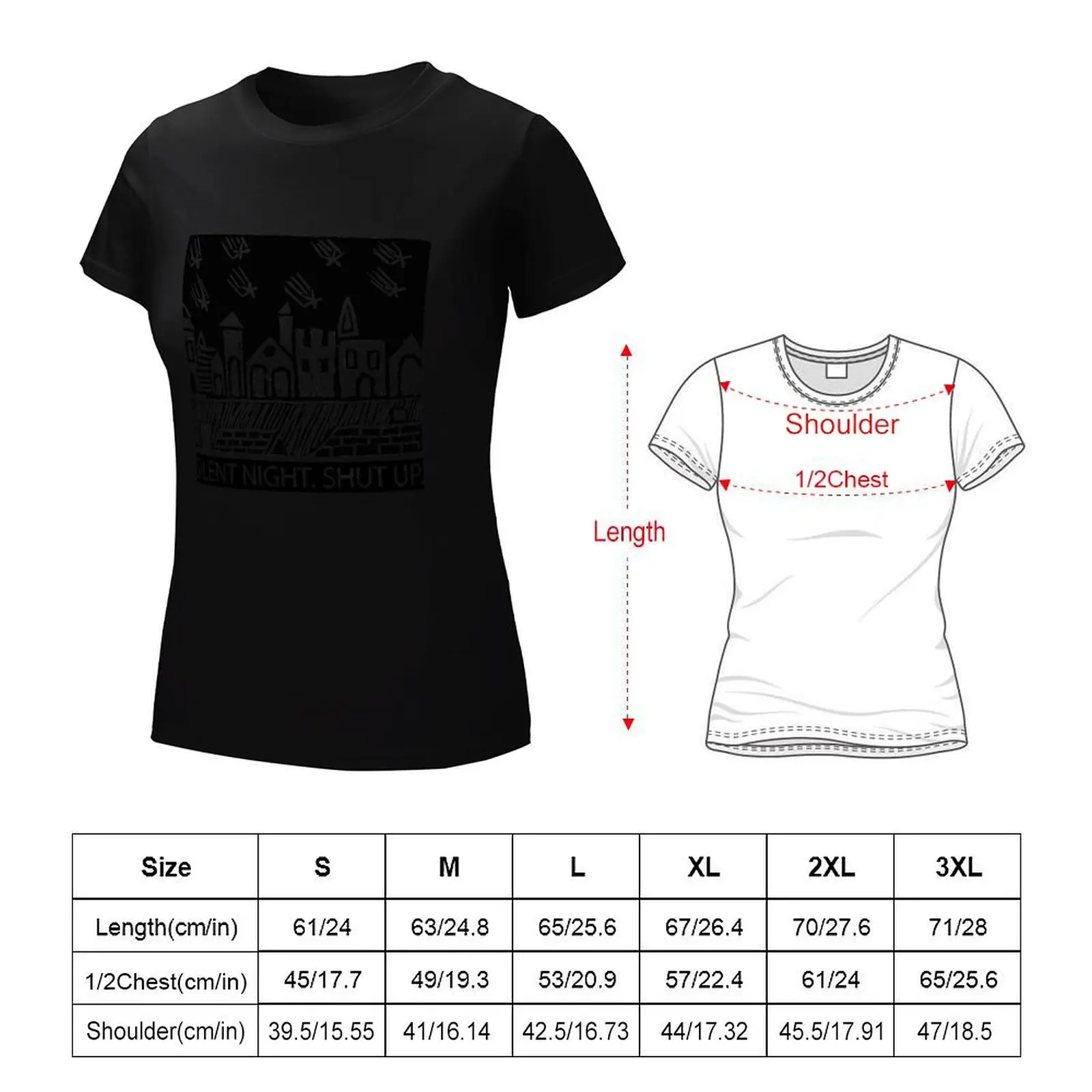 Silent Night. Shut Up. T-Shirt tops Female clothing vintage clothes Aesthetic clothing t-shirts for Women graphic tees funny