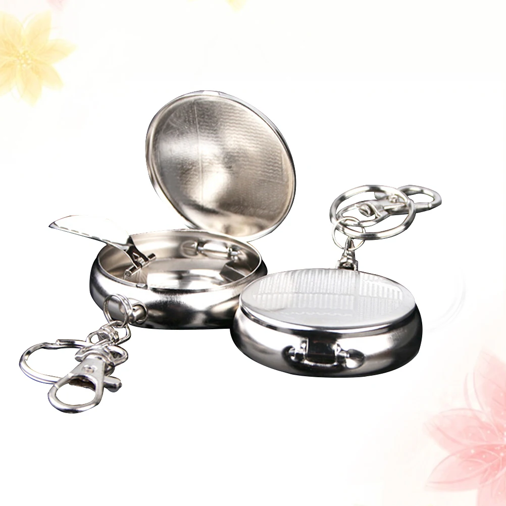 

3pcs Portable Ashtray Travel Round Stainless Pattern Smoke Accessories Outdoor