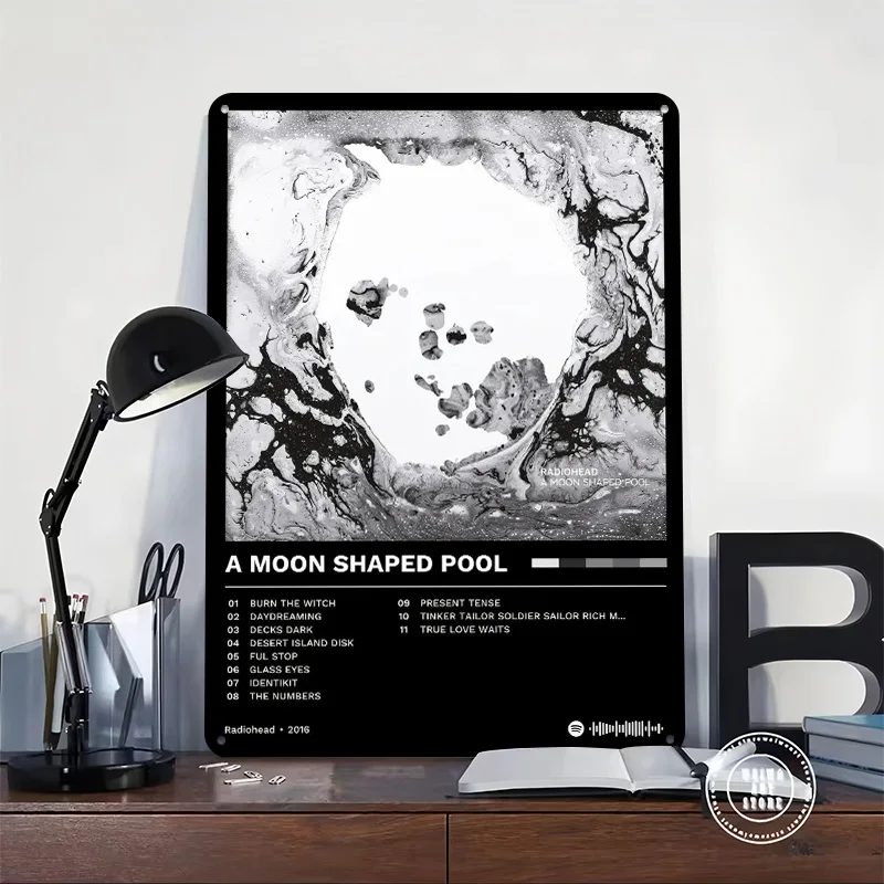 Radiohead - A Moon Shaped Pool 3D Printed Texture Poster Personalized Wall Art Retro Metal Tin Signs for Bar Accessories Decor