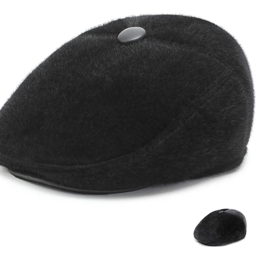 

Thick Warm Hat Bonnet for Men Hats Newsboy Black Cap Beret Berets Advanced