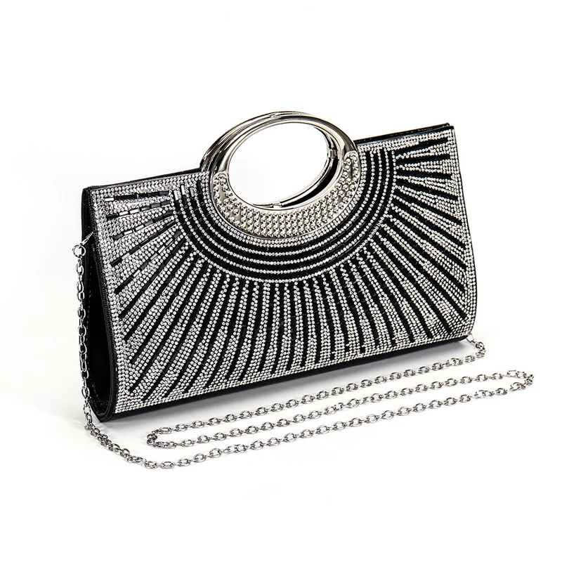 

Elegant Sparkling Rhinestone Sequin Women's Evening Banquet Clutch Bag Luxury Diamond Handbag for Women Wedding Party with Chain