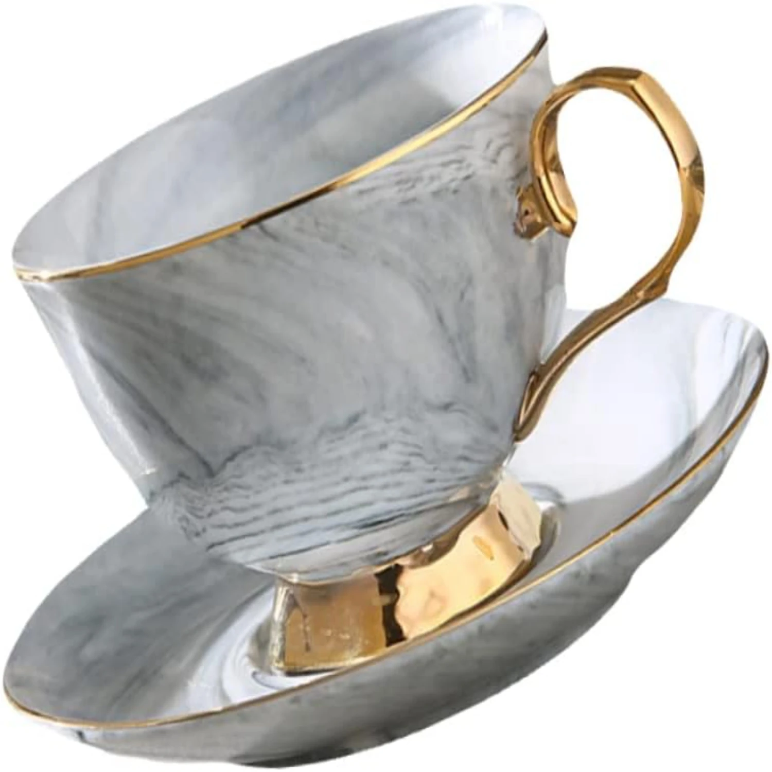 Luxurious and eye-catching marbled ceramic mug set for a superior tea-drinking experience. Crafted from high-quality materials, 