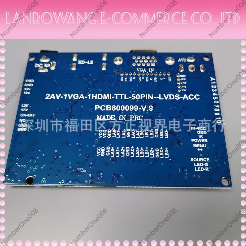 PCB800099 Driver Board Car Reversing Priority LVDS TTL 50P Universal Free Program Adjustable Display Module