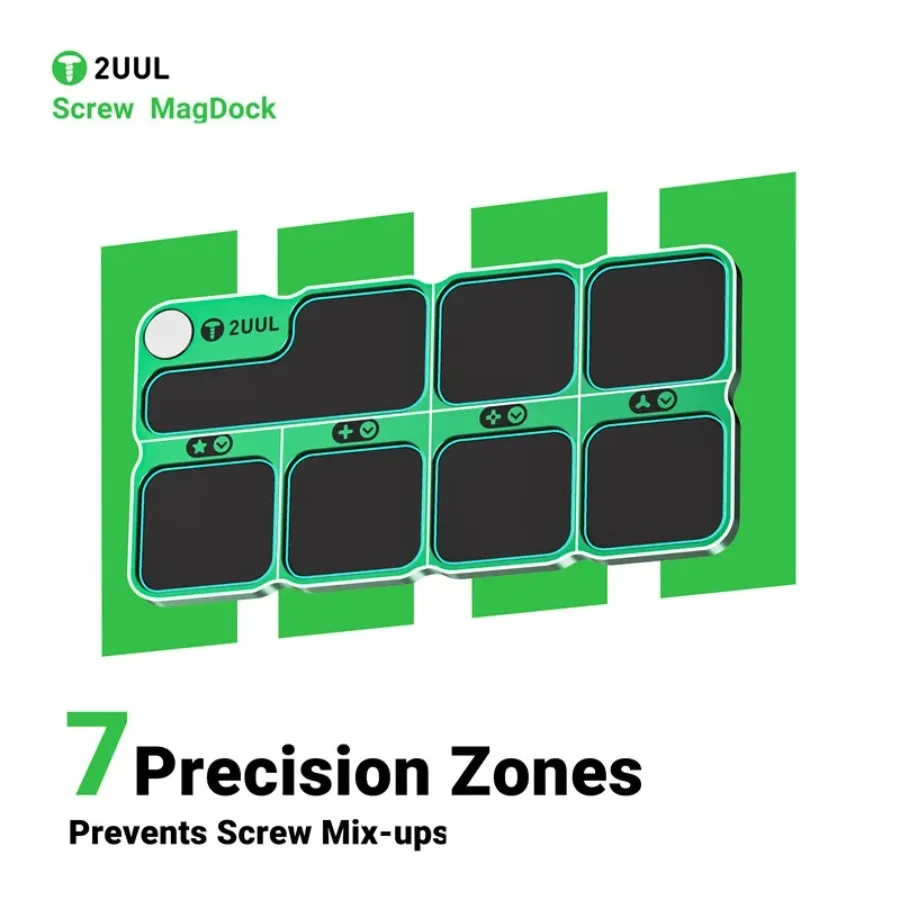 2UUL ST9Screw MagDock Aluminum Alloy Magnetic Screw Storage Tray with 7 Precision Zones and Built-In Magnetizer for Phone Repair