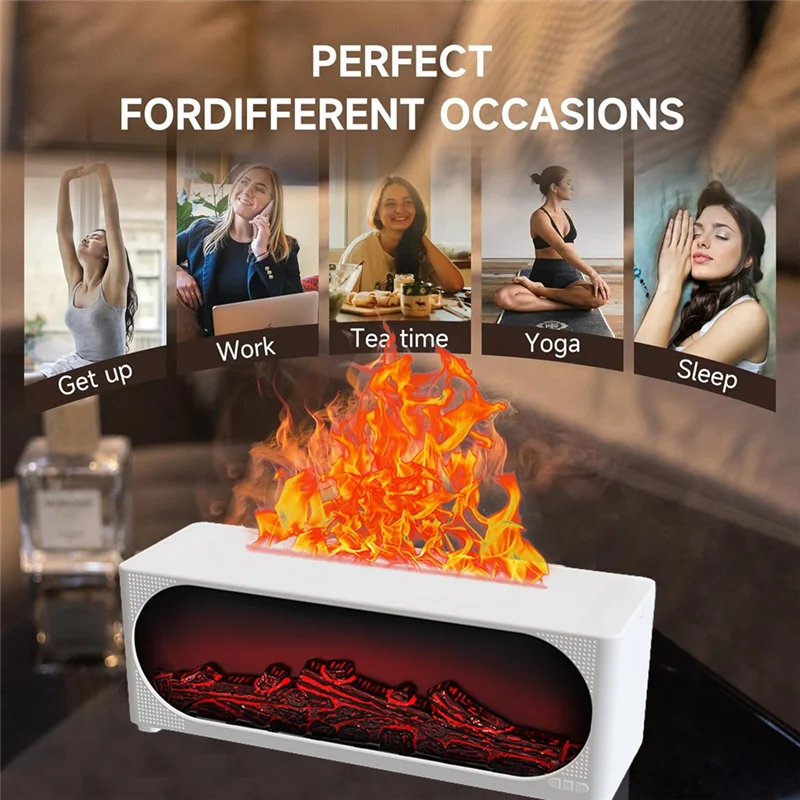 A45F-アロマセラピー模擬暖炉炎加湿器 Bluetooth オーディオと雰囲気ライト加湿器米国プラグ付き