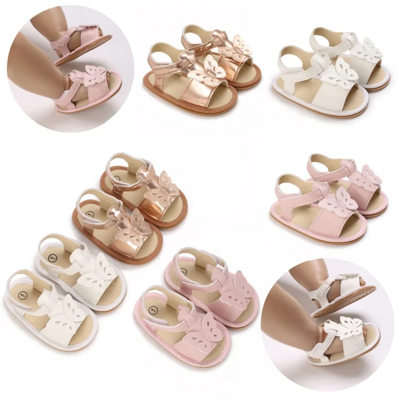 Baby Girl Summer Sandals 0-18 Months Cute Butterfly Rubber Sole First Walker Comfortable Fashion Newborn