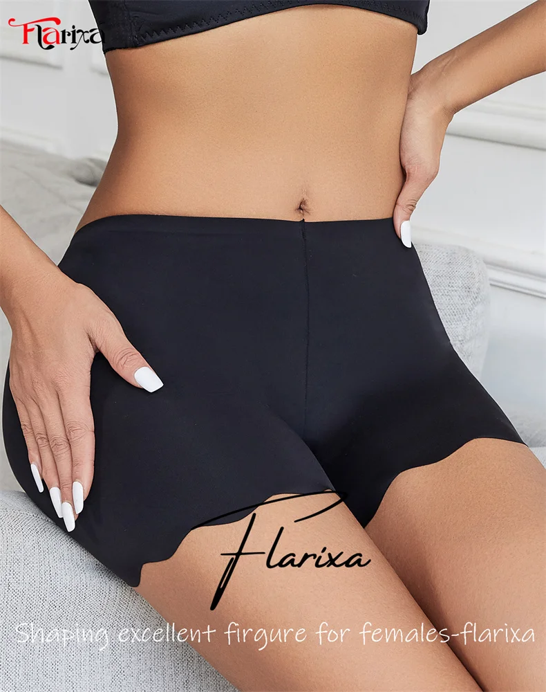 Flarixa Seamless Ice Silk Safety Short Pants Thin Boxer Underwear for Women High Quality Skirt Boyshort Panties Anti Rub Shorts