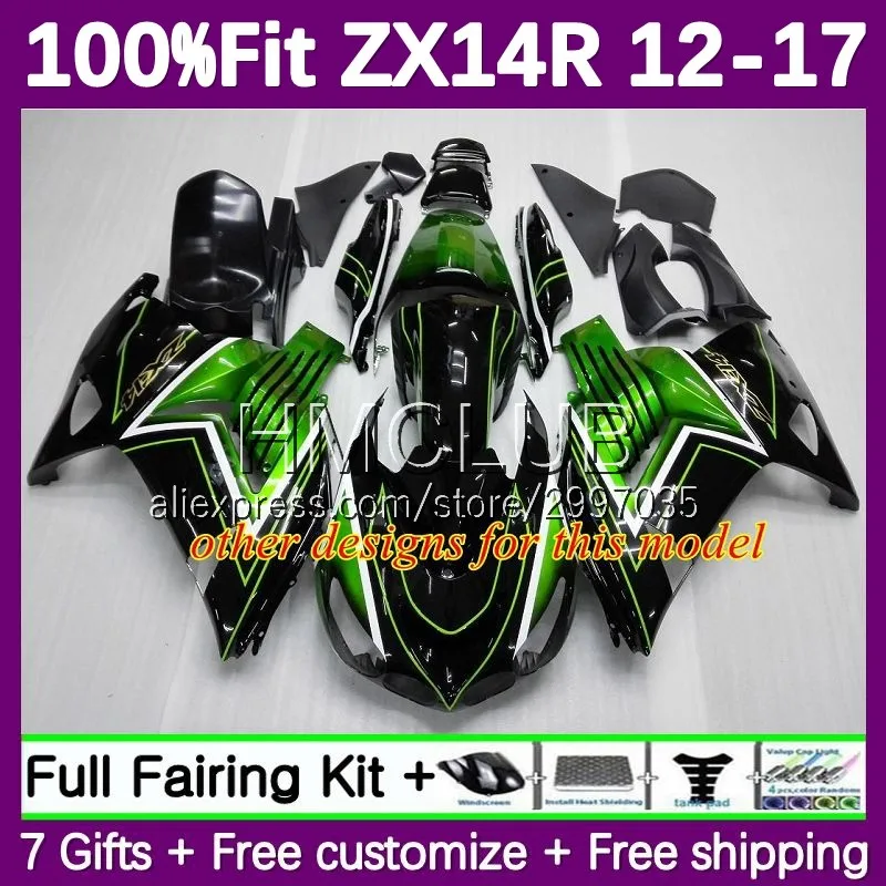 Green glossy OEM Fairing For KAWASAKI NINJA ZX 14R ZX-14R ZZR1400 121No.2 ZX14R 12 13 14 15 16 17 2012 2013 2014 2015 2016 2017