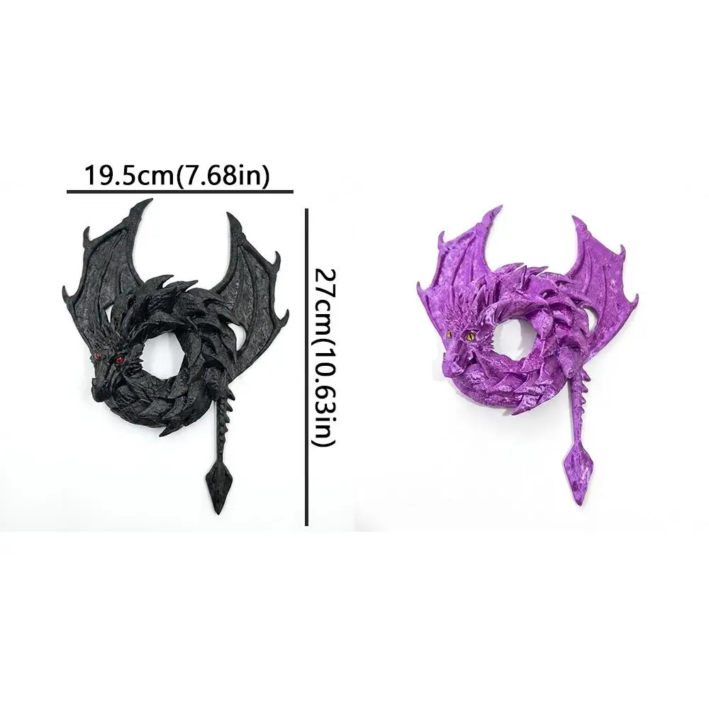 3D Printed Fantasy Dragon Wreath Ornament Dark Style Gothic Medieval Dragon Wall Wreath Plastic Mythical
