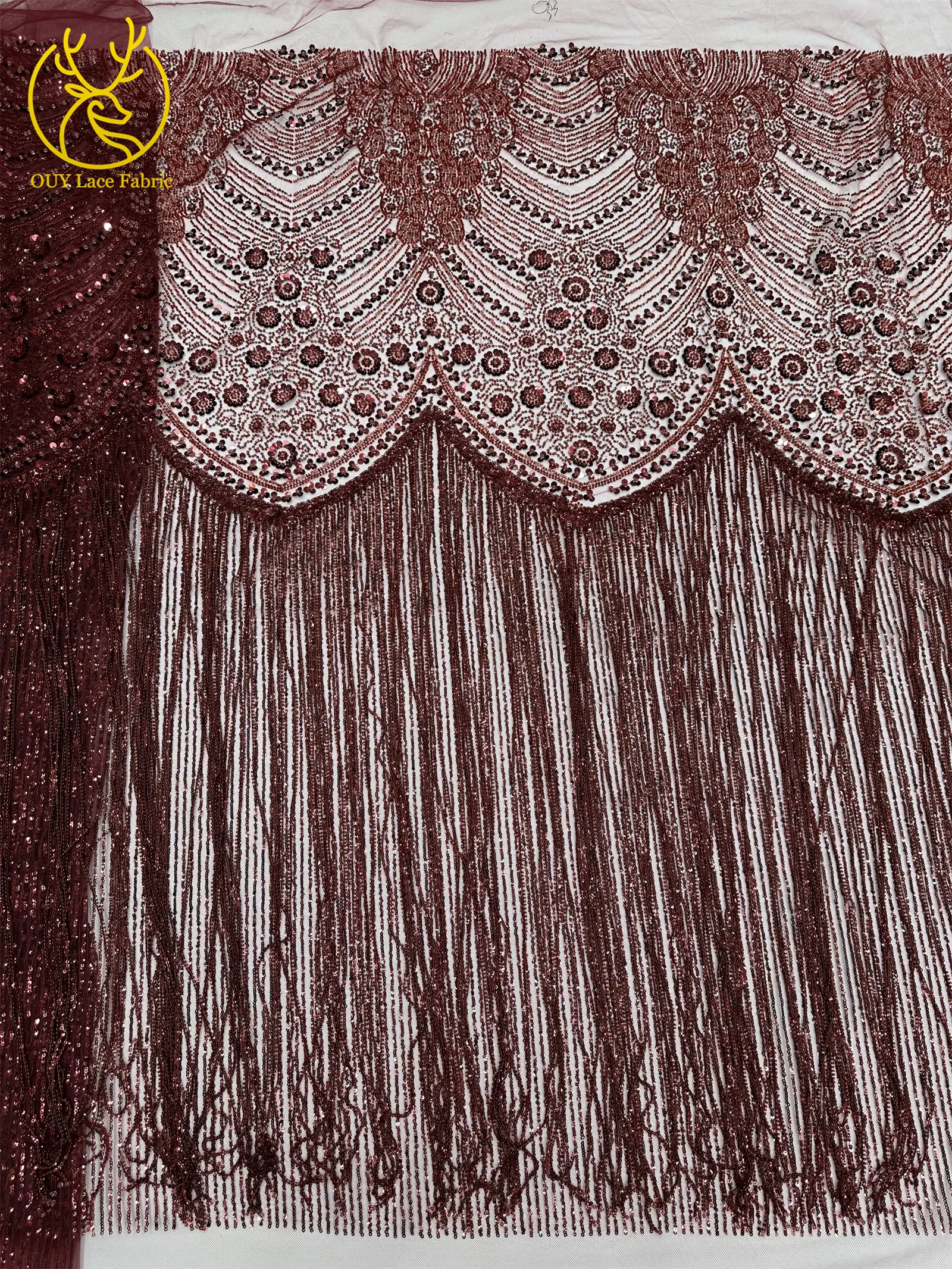 Goldener Afrikanischer Nigerianischer 3D-Perlen-Spitzenstoff 5 Yards Französischer Pailletten-Tüll Stickerei-Kleiderstoff für Damen Party Hochzeit Kleid Nähen – Detail 22