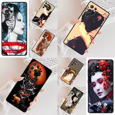 Japanese Geisha Phone Case For Samsung Galaxy S24 S23 S22 S21 Ultra S10 Note 10 Pro S20 Plus FE S9 S8 Cover
