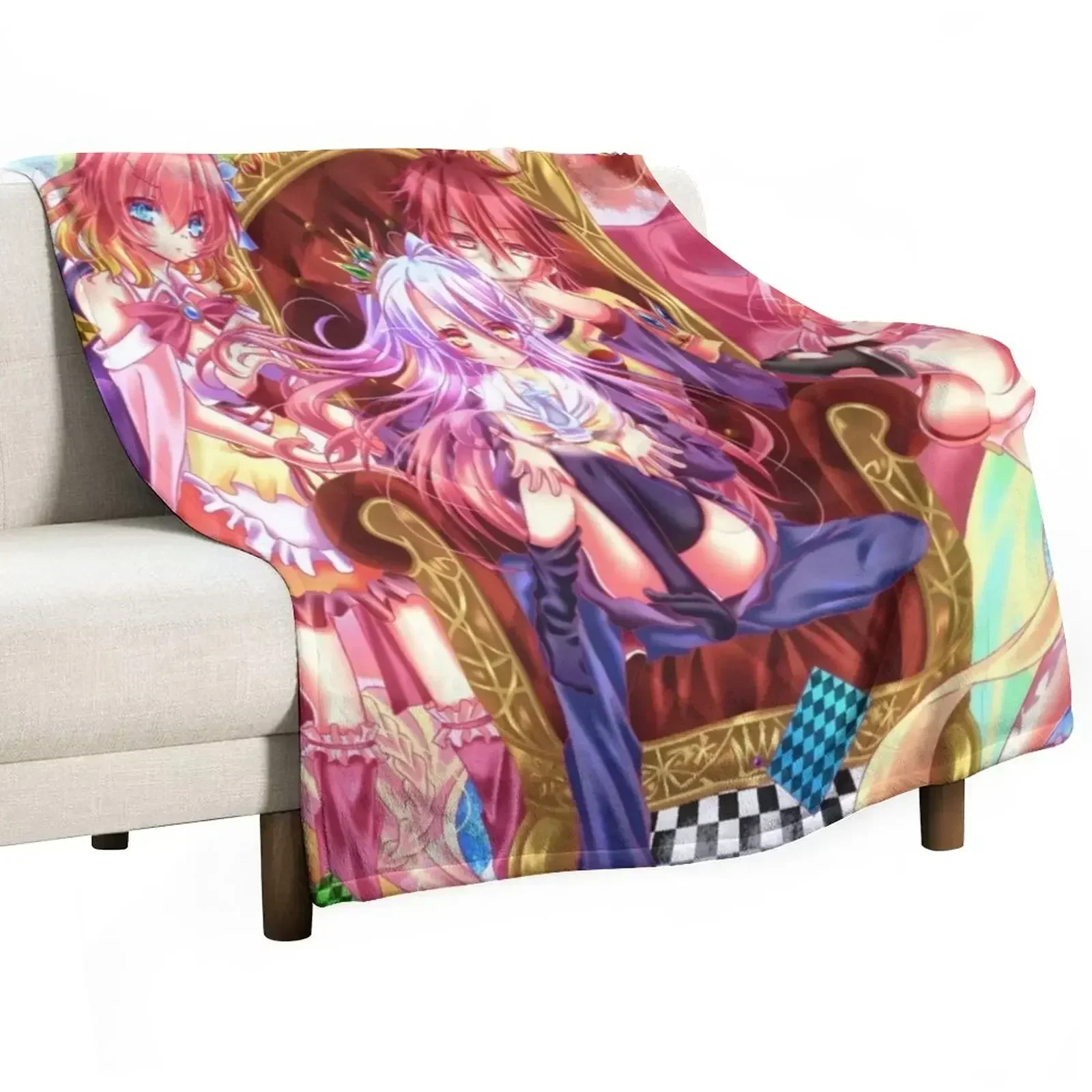 No Game No Life Sora and Shiro Throw Blanket Plush Decorative Beds Blankets